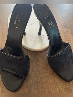 Gucci Black Open-Toe  Heels